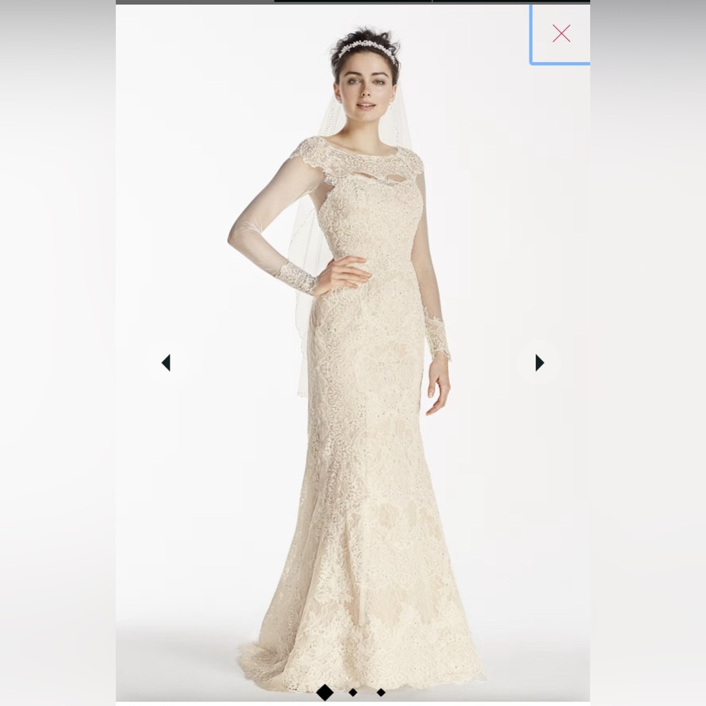 oleg cassini illusion long sleeve wedding dress